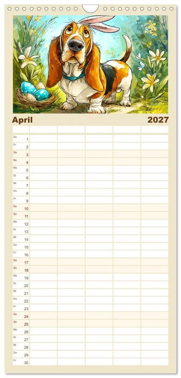 Bild: 9783594291078 | Familienplaner 2027 - Basset Fun. Niedliche Hunde Cartoons zum...