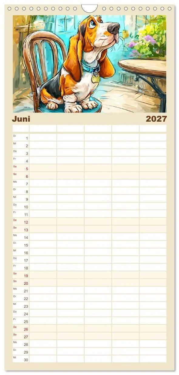 Bild: 9783594291078 | Familienplaner 2027 - Basset Fun. Niedliche Hunde Cartoons zum...