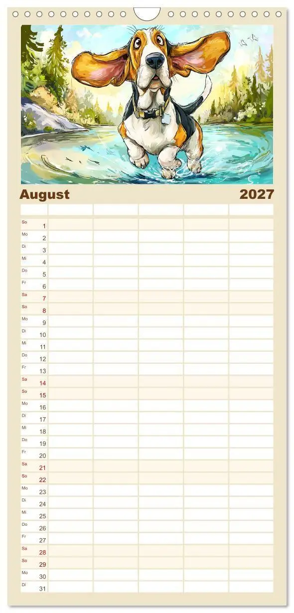 Bild: 9783594291078 | Familienplaner 2027 - Basset Fun. Niedliche Hunde Cartoons zum...