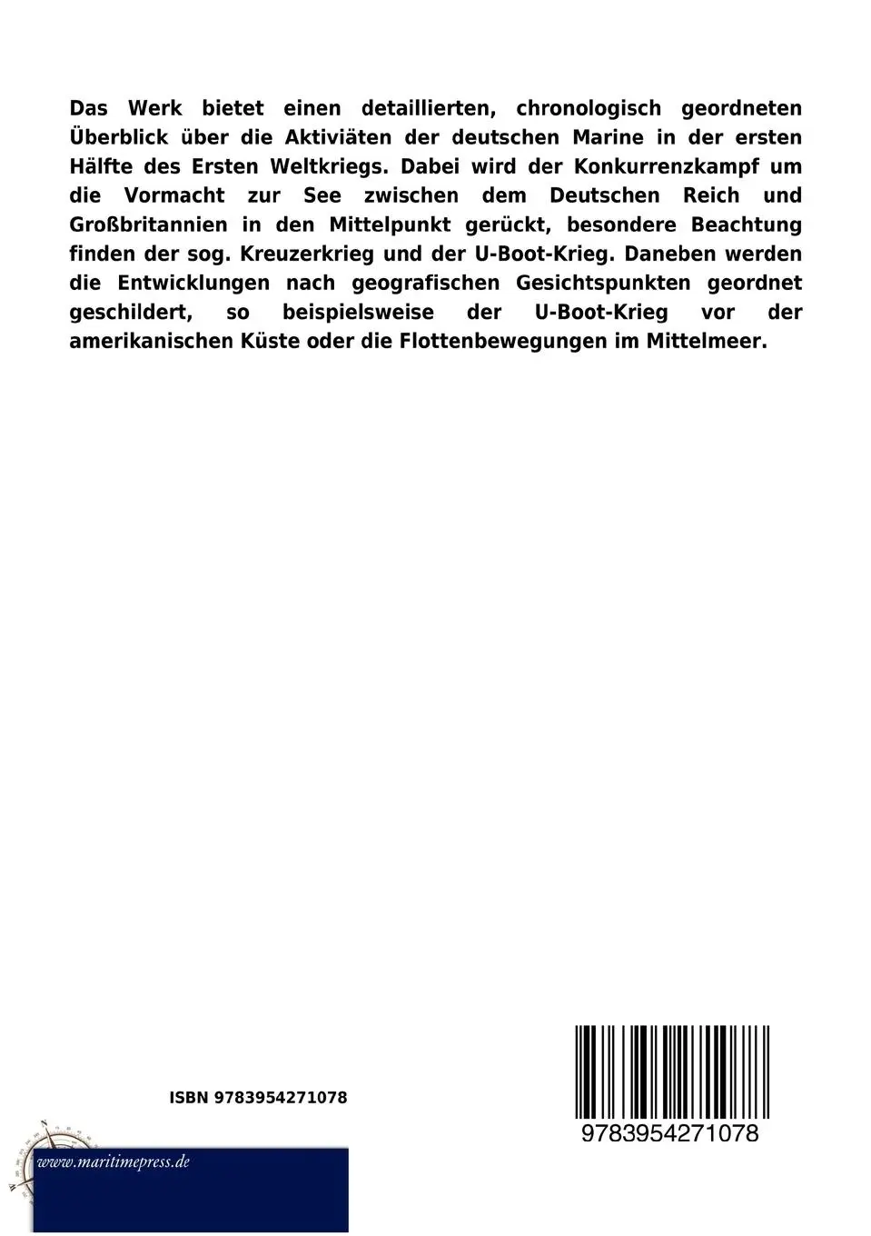 Rückseite: 9783954271078 | Der erste Weltkrieg zur See | Hermann Kirchhoff (u. a.) | Taschenbuch
