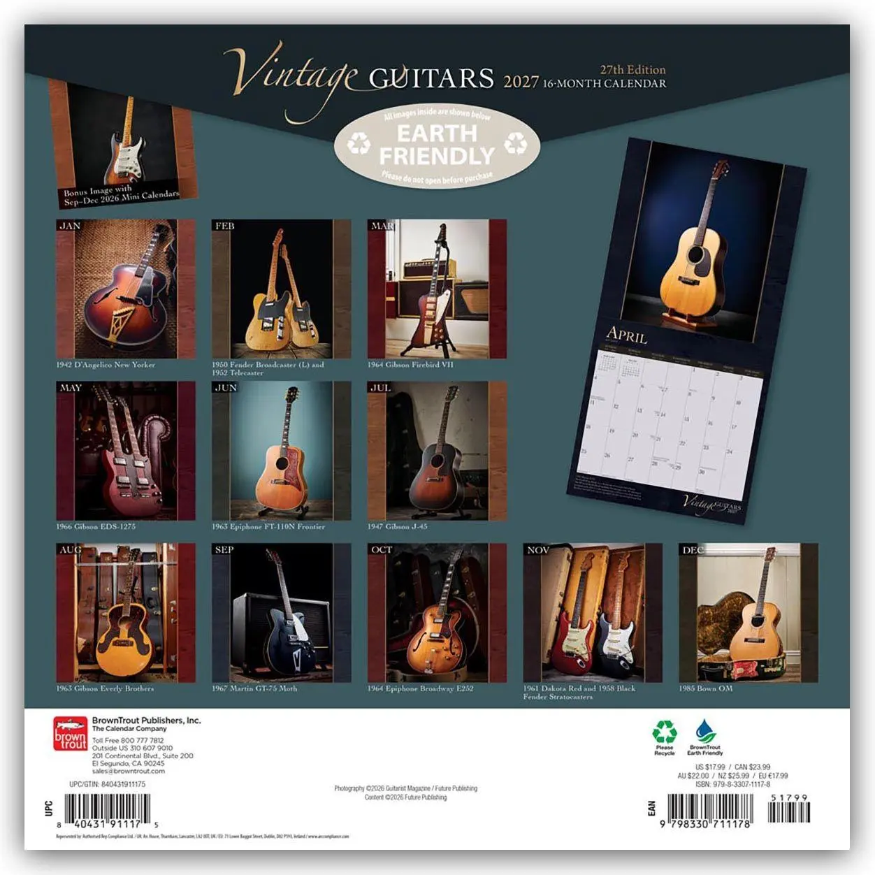 Rückseite: 9798330711178 | Vintage Guitars - Vintage-Gitarren 2027 - 16-Monatskalender | Kalender