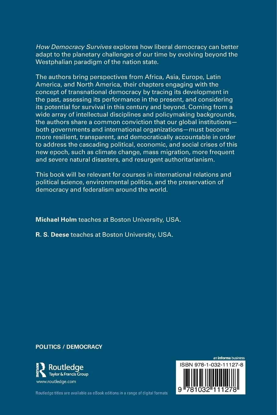 Rückseite: 9781032111278 | How Democracy Survives | Global Challenges in the Anthropocene | Buch