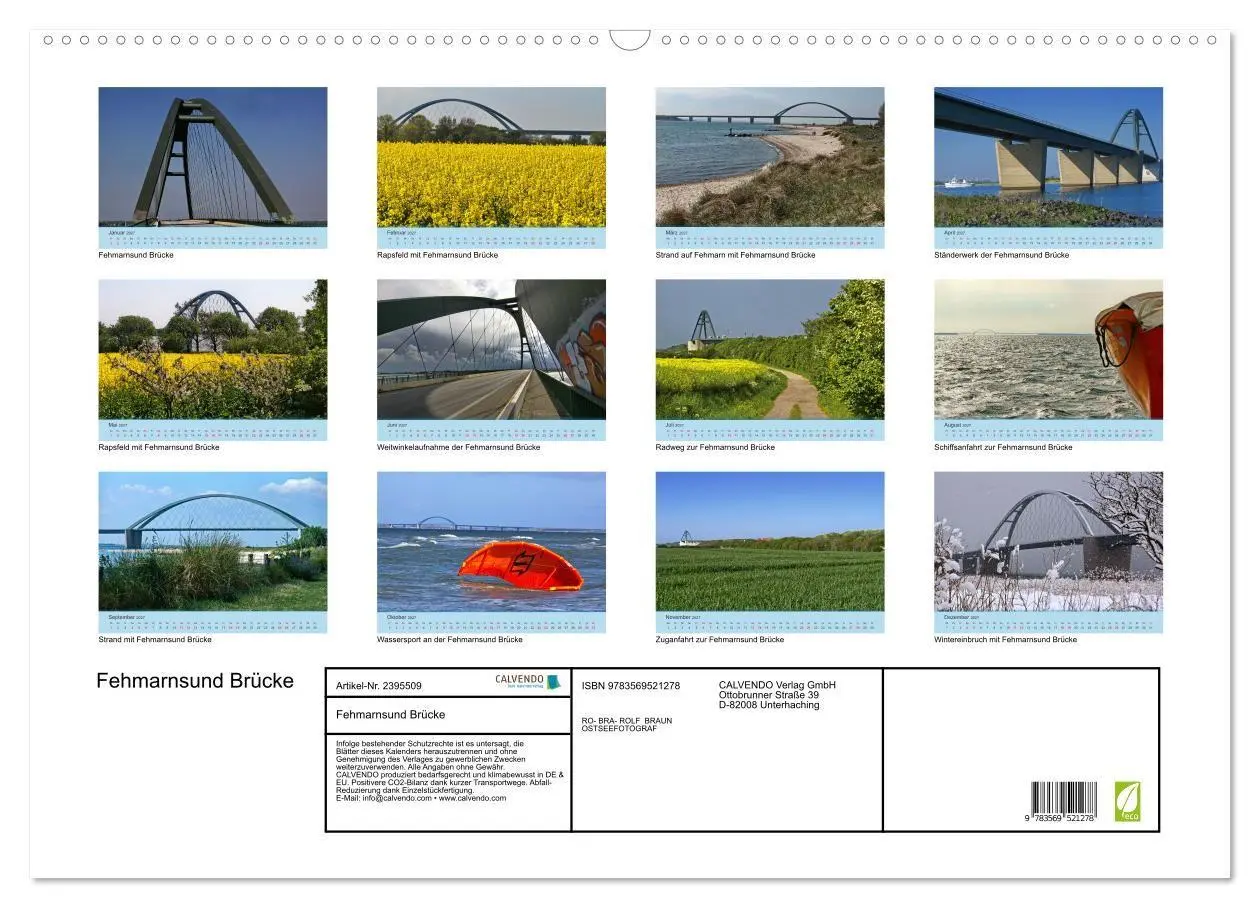 Bild: 9783569521278 | Fehmarnsund Brücke (Wandkalender 2027 DIN A2 quer), CALVENDO...