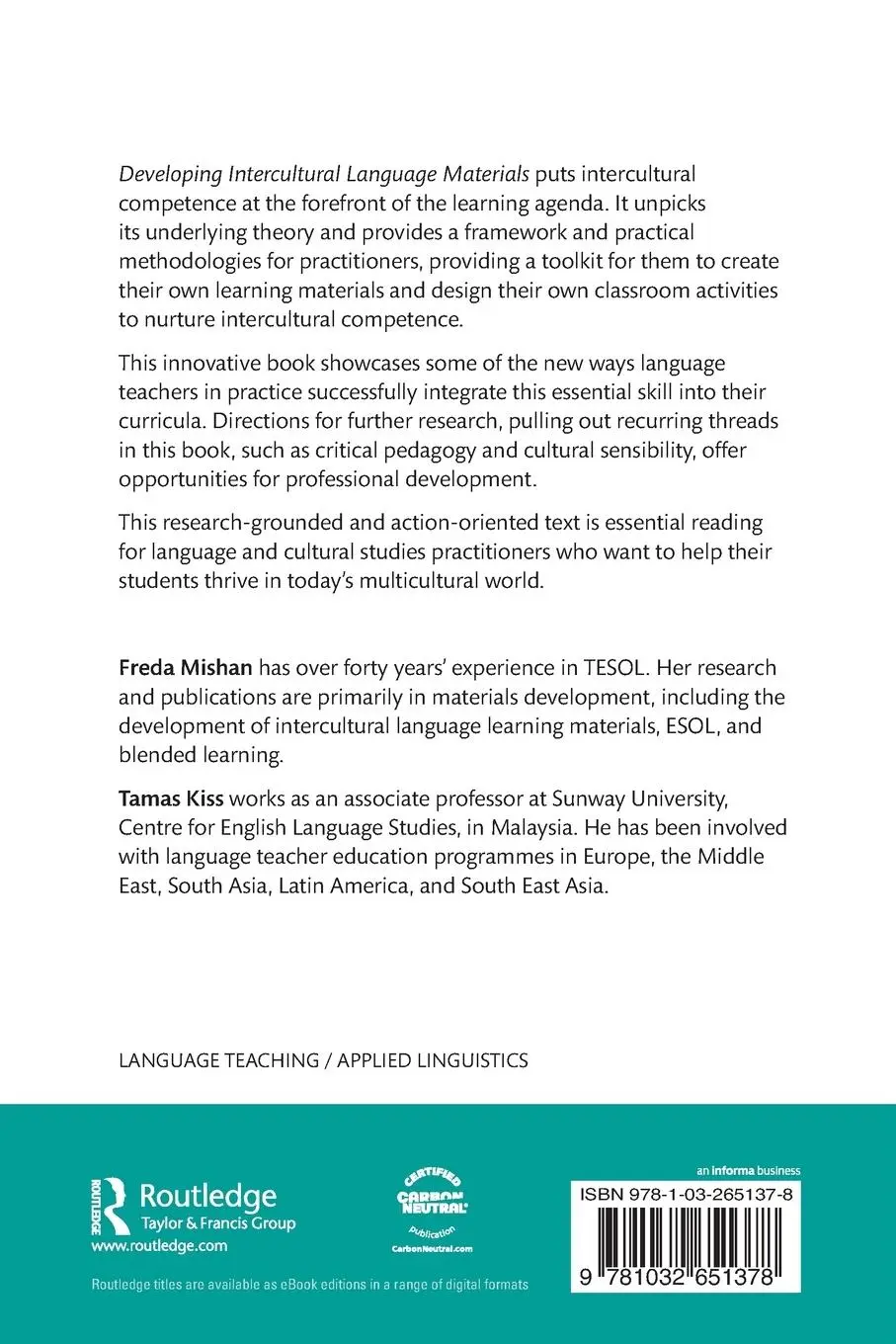 Rückseite: 9781032651378 | Developing Intercultural Language Materials | Freda Mishan (u. a.)
