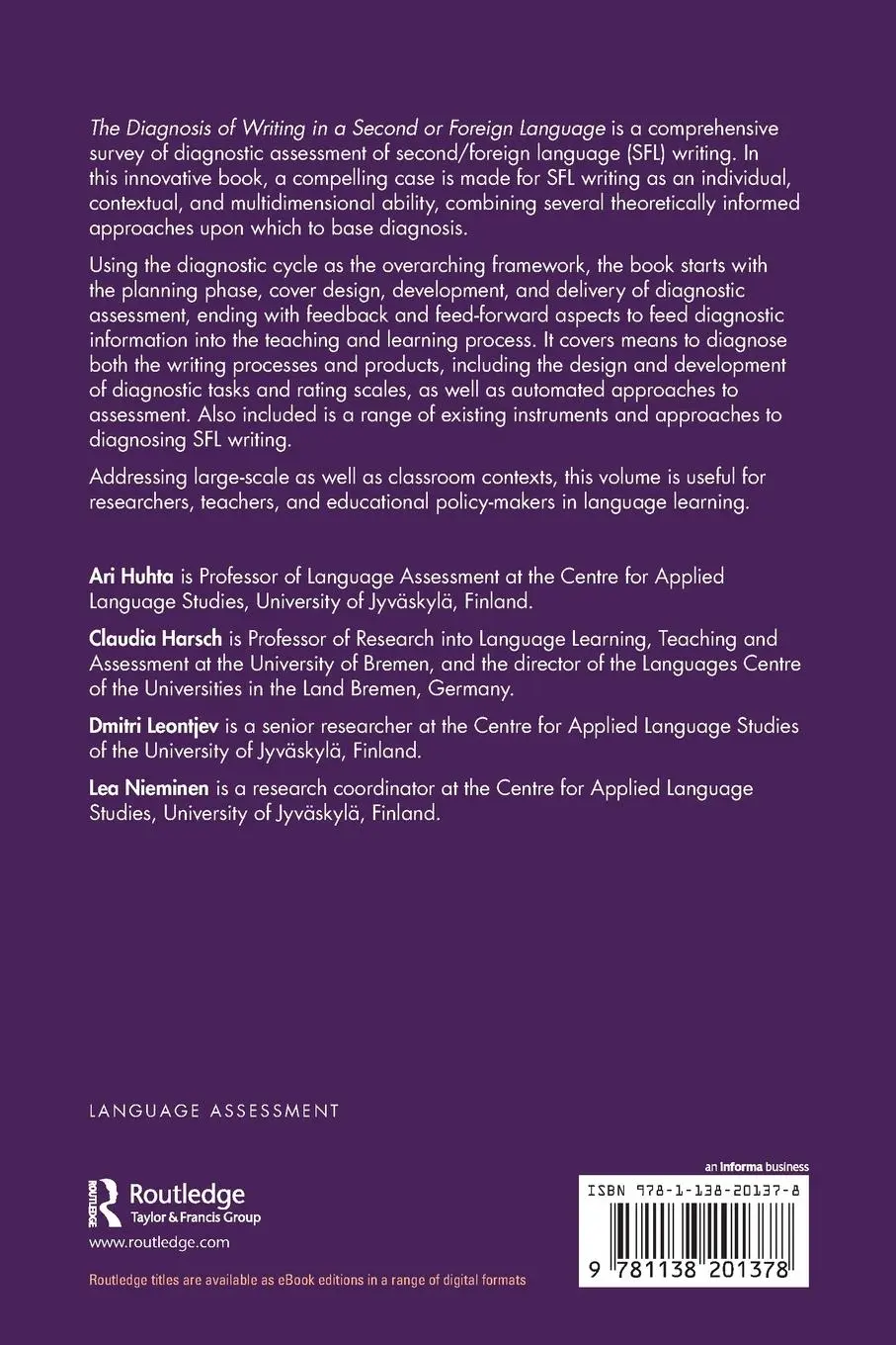 Rückseite: 9781138201378 | The Diagnosis of Writing in a Second or Foreign Language | Taschenbuch