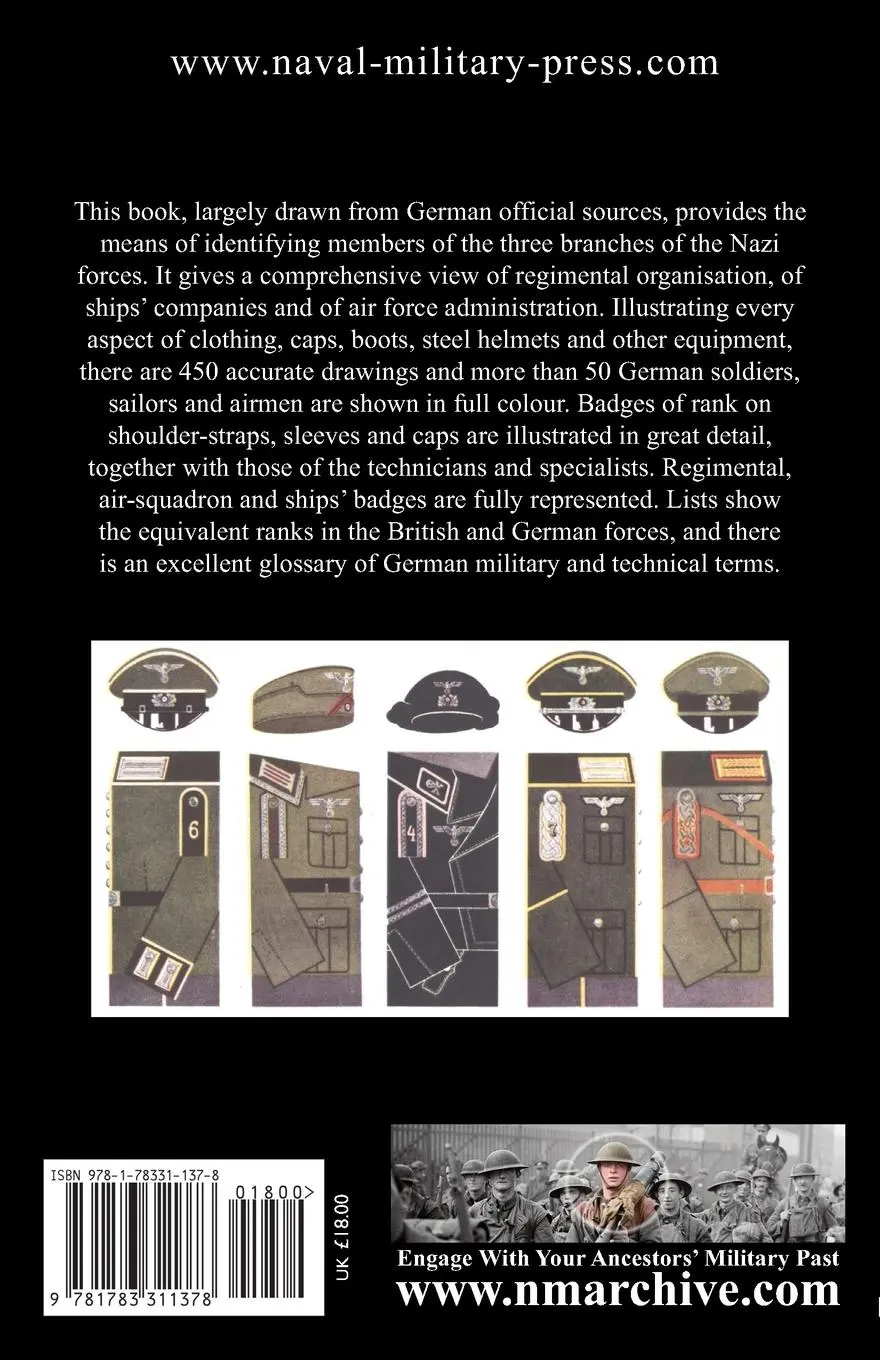 Rückseite: 9781783311378 | Ranks &amp; Uniforms of the German Army, Navy &amp; Air Force (1940) | Erlam
