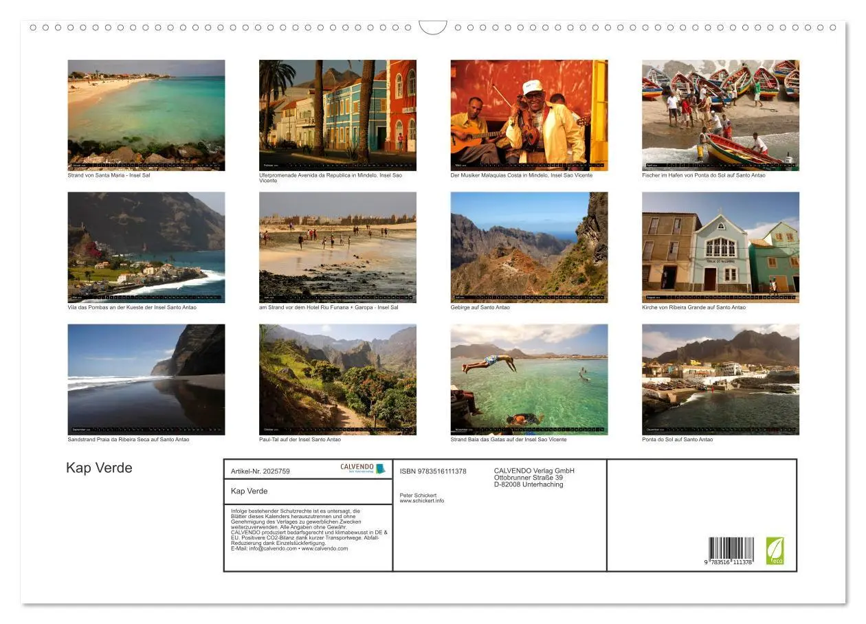 Bild: 9783516111378 | Kap Verde (Wandkalender 2026 DIN A2 quer), CALVENDO Monatskalender