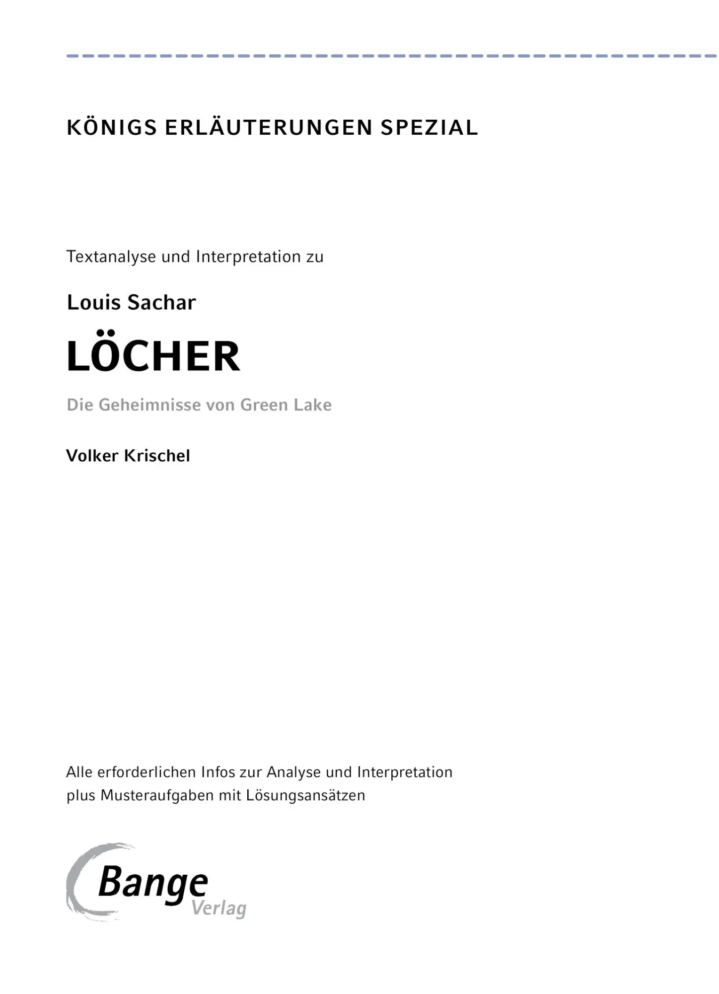 Bild: 9783804431478 | Löcher - Textanalyse und Interpretation | Louis Sachar | Taschenbuch