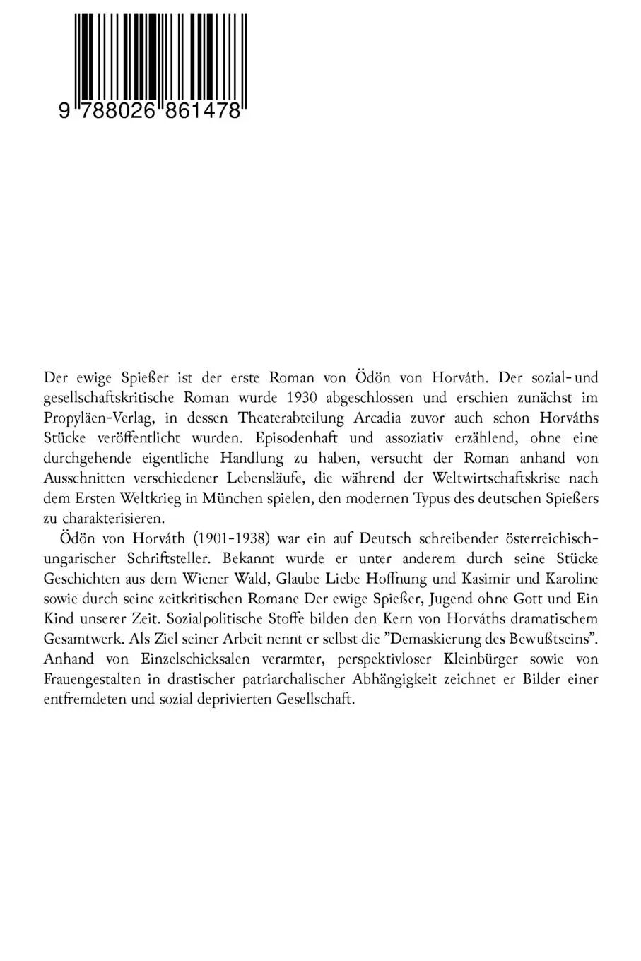 Rückseite: 9788026861478 | Der ewige Spießer | Ein gesellschaftskritischer Roman | Horváth | Buch