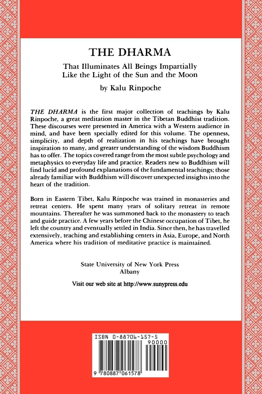 Rückseite: 9780887061578 | The Dharma | Kalu Rinpoche | Taschenbuch | Englisch | 1986