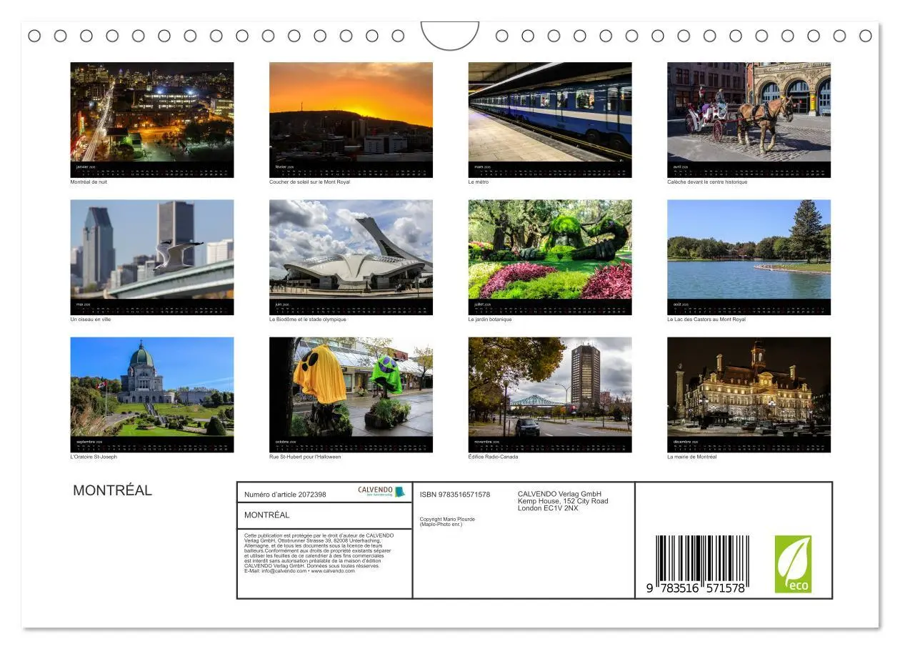 Bild: 9783516571578 | MONTRÉAL (Calendrier mural 2026 DIN A4 vertical), CALVENDO...