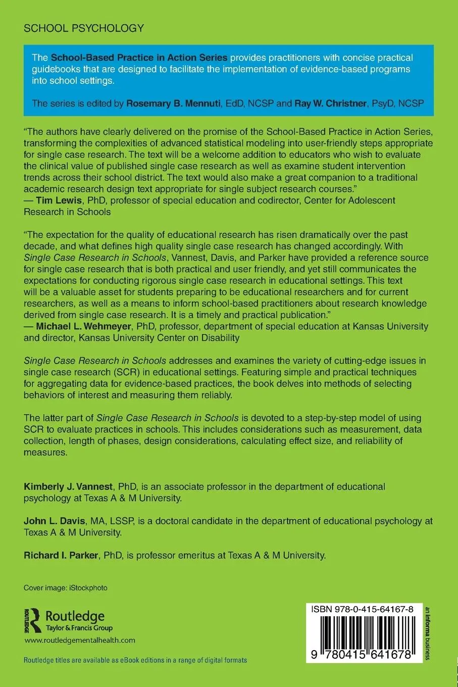 Rückseite: 9780415641678 | Single Case Research in Schools | Kimberly J. Vannest (u. a.) | Buch