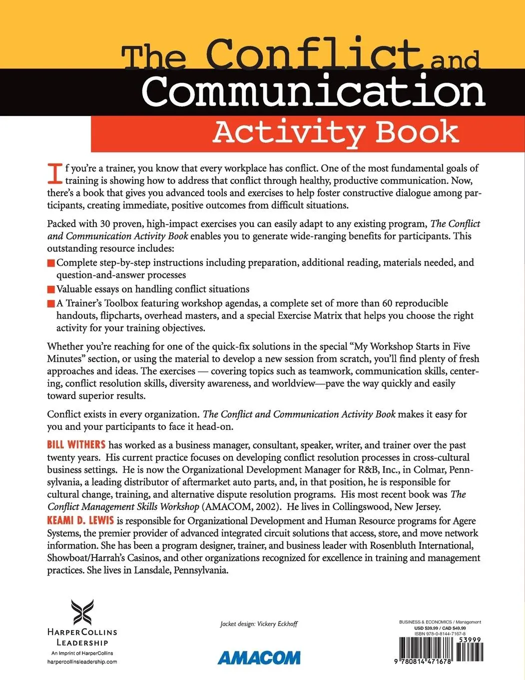 Rückseite: 9780814471678 | The Conflict and Communication Activity Book | Bill Withers (u. a.)