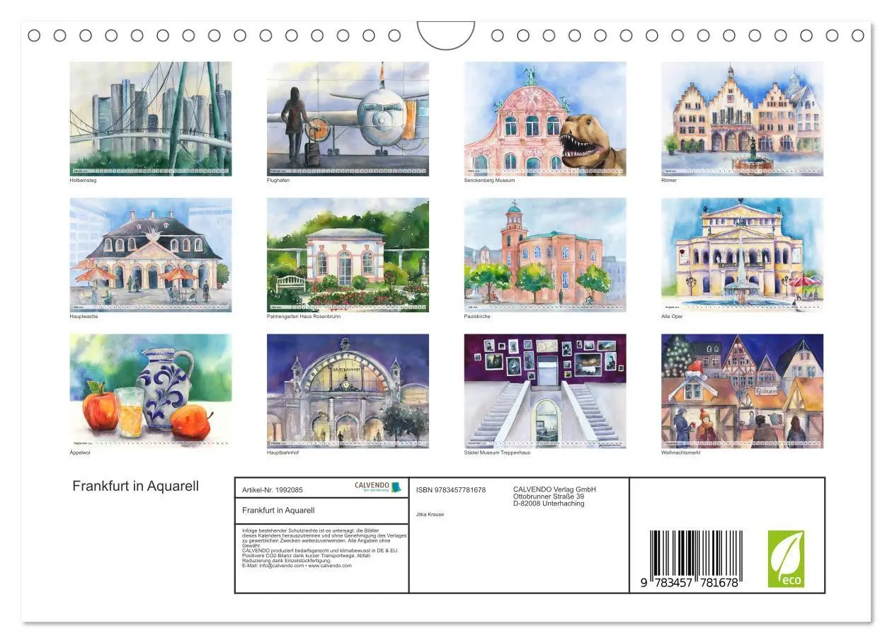 Bild: 9783457781678 | Frankfurt in Aquarell (Wandkalender 2026 DIN A4 quer), CALVENDO...