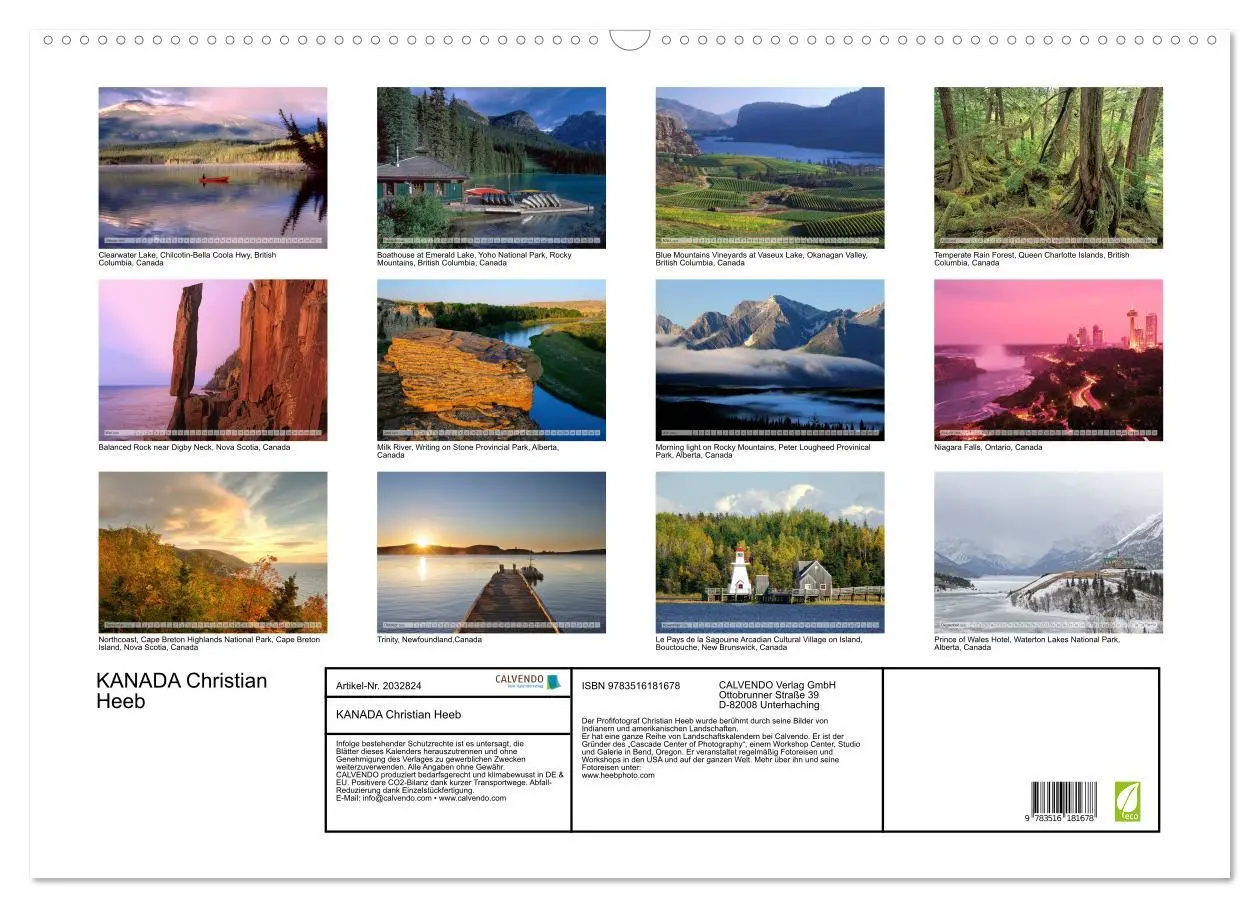 Bild: 9783516181678 | KANADA Christian Heeb (Wandkalender 2026 DIN A2 quer), CALVENDO...