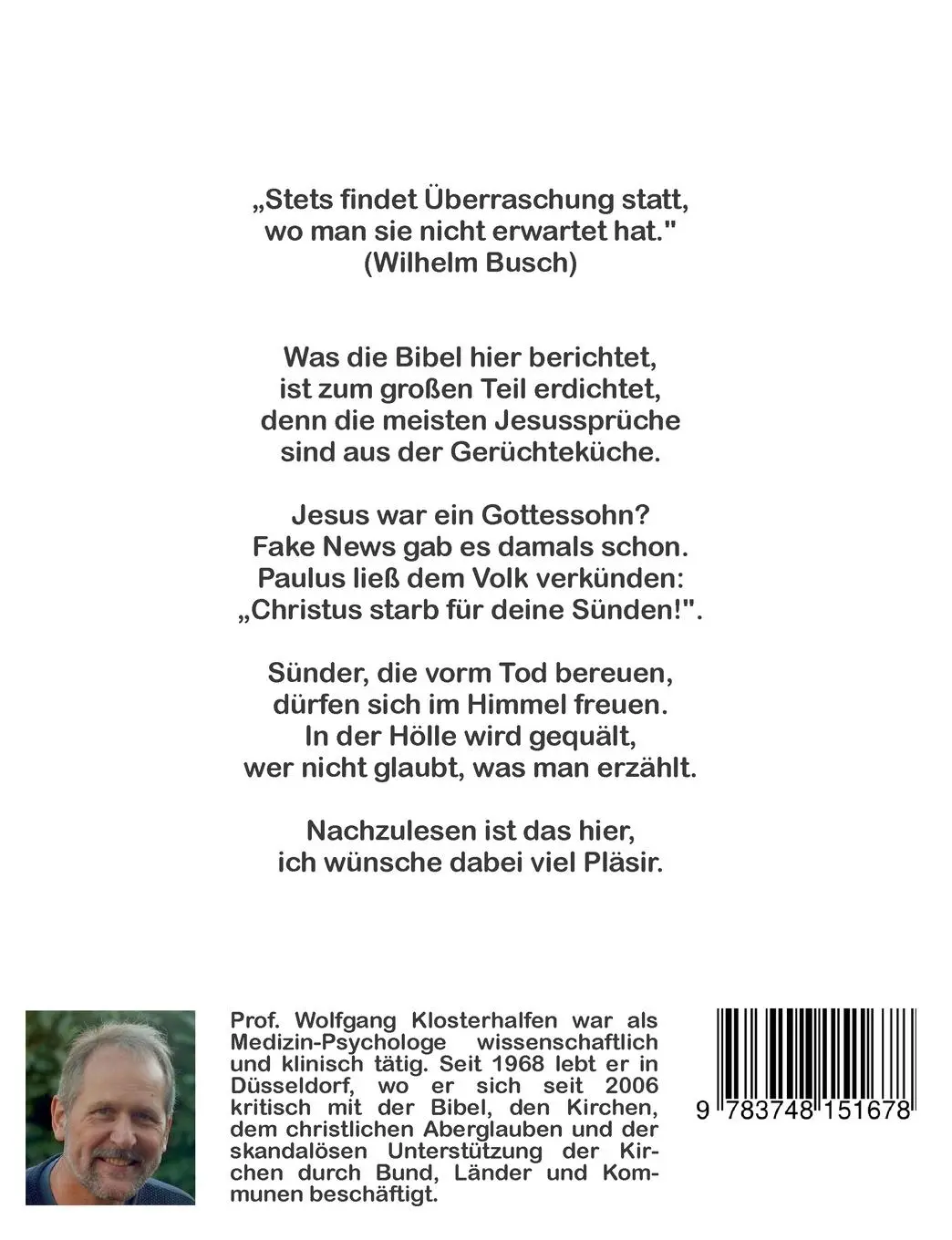 Rückseite: 9783748151678 | Klosterhalfens kleine Reimbibel | Wolfgang Klosterhalfen | Taschenbuch