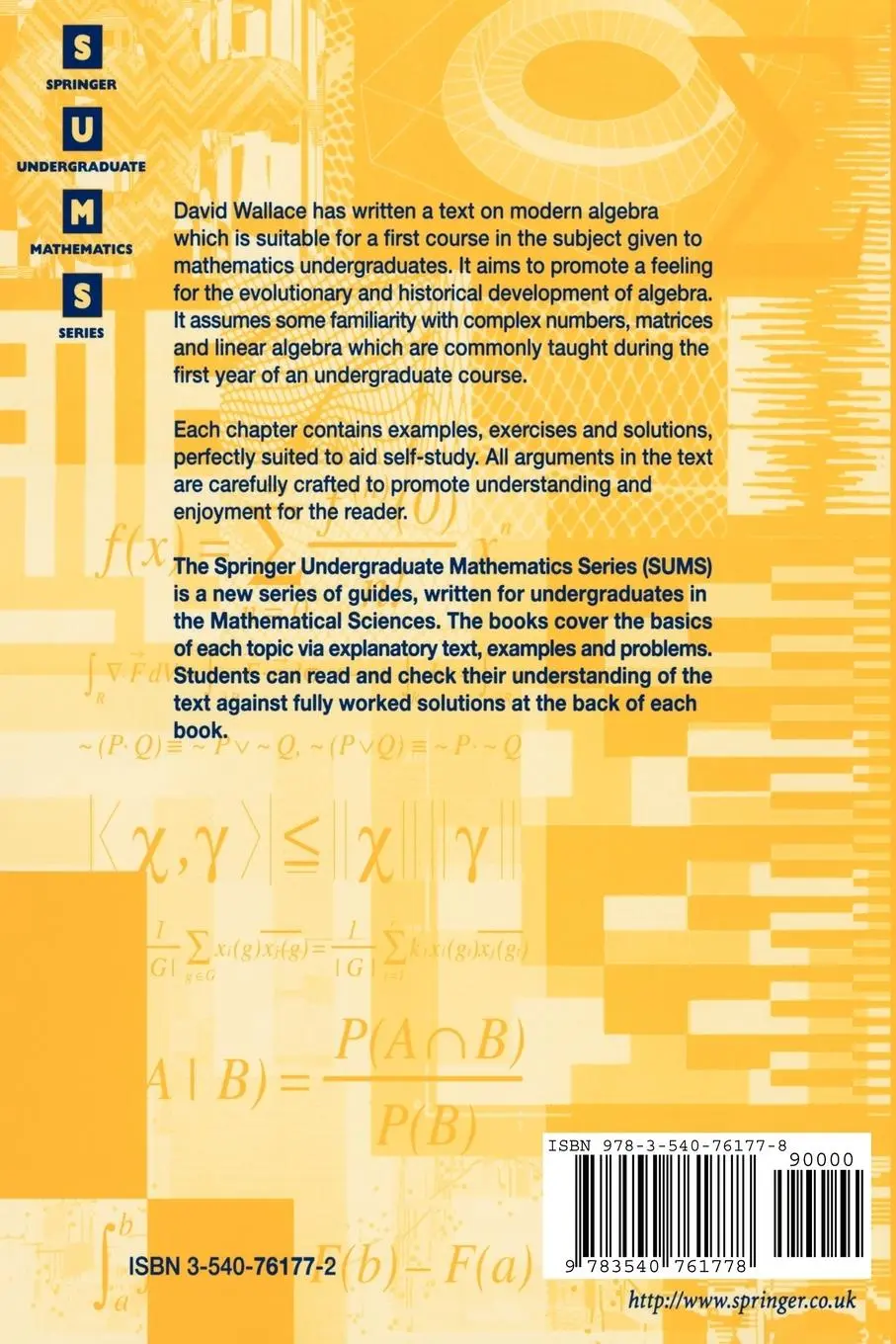 Rückseite: 9783540761778 | Groups, Rings and Fields | David A. R. Wallace | Taschenbuch | viii