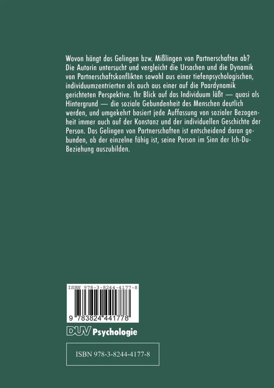 Rückseite: 9783824441778 | Personwerdung und Partnerschaft | Dorothee Friebus-Gergely | Buch
