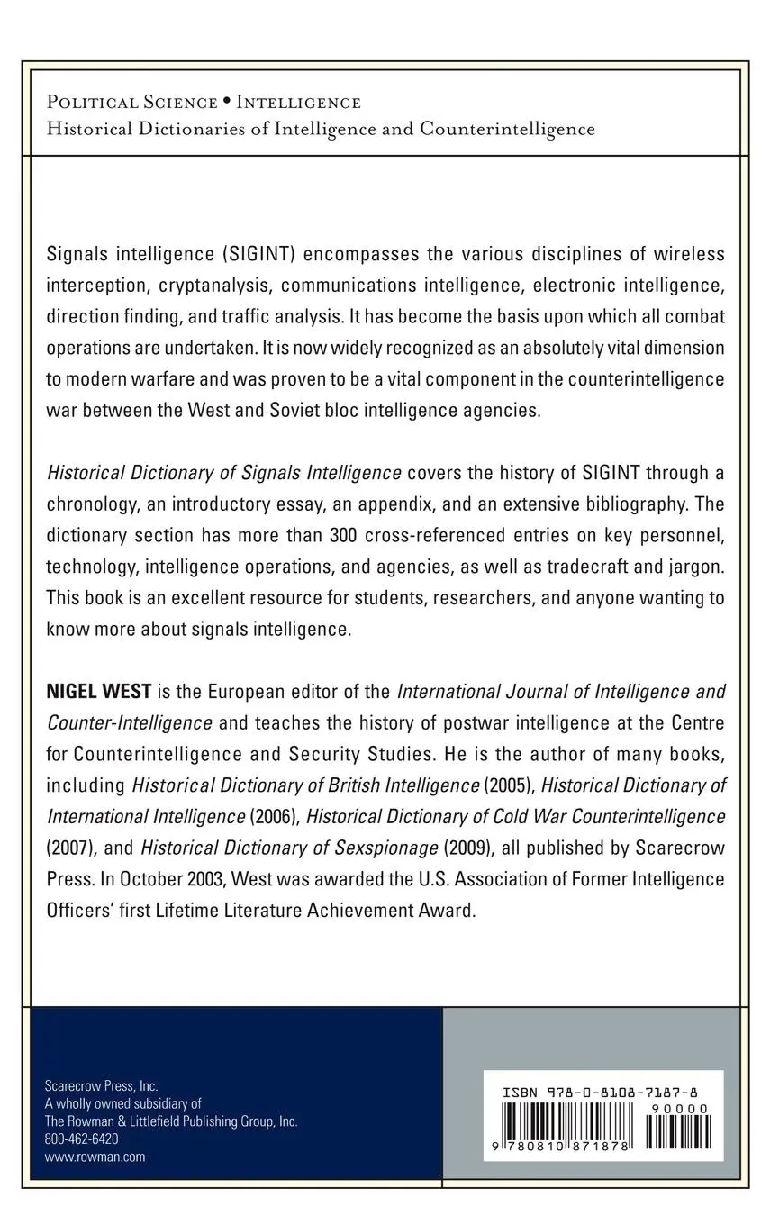 Rückseite: 9780810871878 | Historical Dictionary of Signals Intelligence | Nigel West | Buch