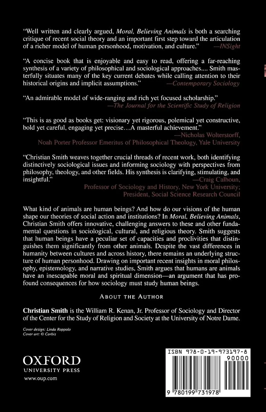 Rückseite: 9780199731978 | Moral, Believing Animals | Human Personhood and Culture | Smith | Buch