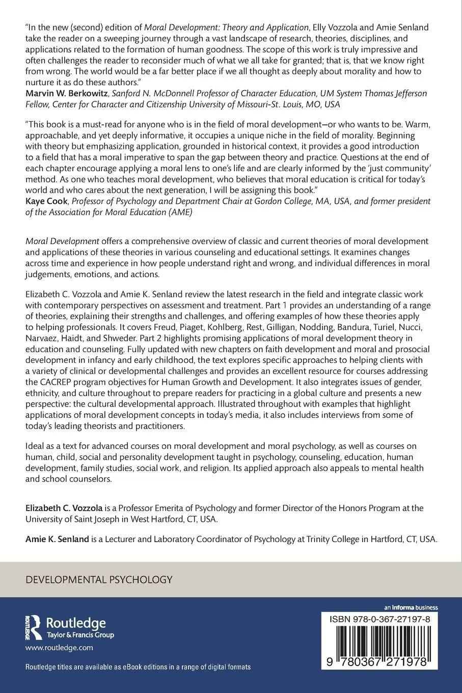 Rückseite: 9780367271978 | Moral Development | Theory and Applications | Vozzola (u. a.) | Buch