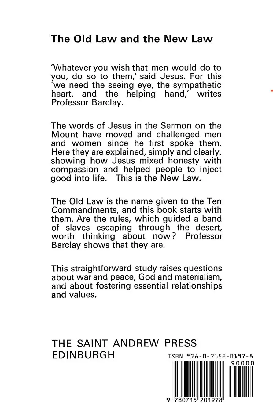 Rückseite: 9780715201978 | The Old Law and the New Law | William Barclay (u. a.) | Taschenbuch