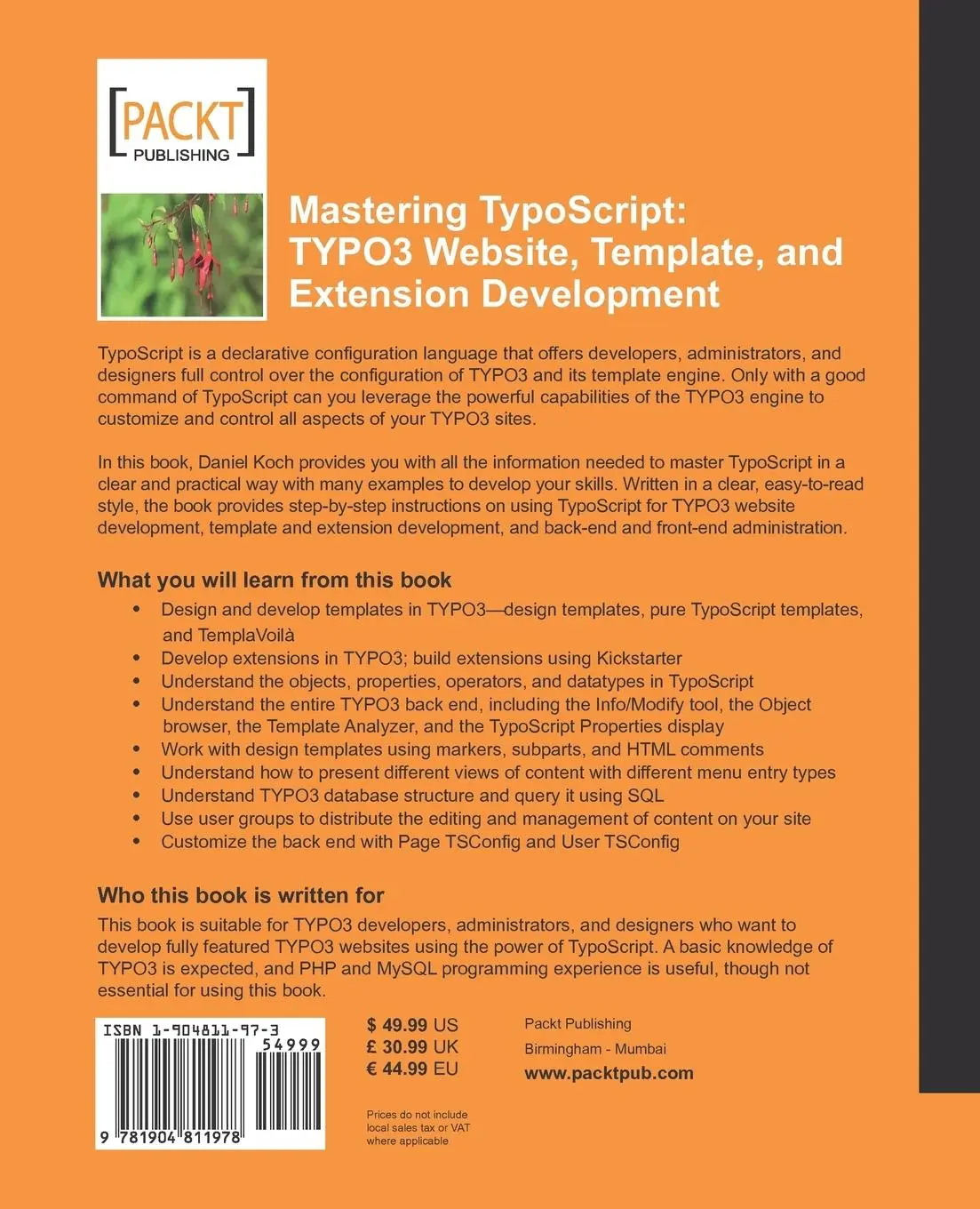 Rückseite: 9781904811978 | Mastering TypoScript | Daniel Koch | Taschenbuch | Englisch | 2006