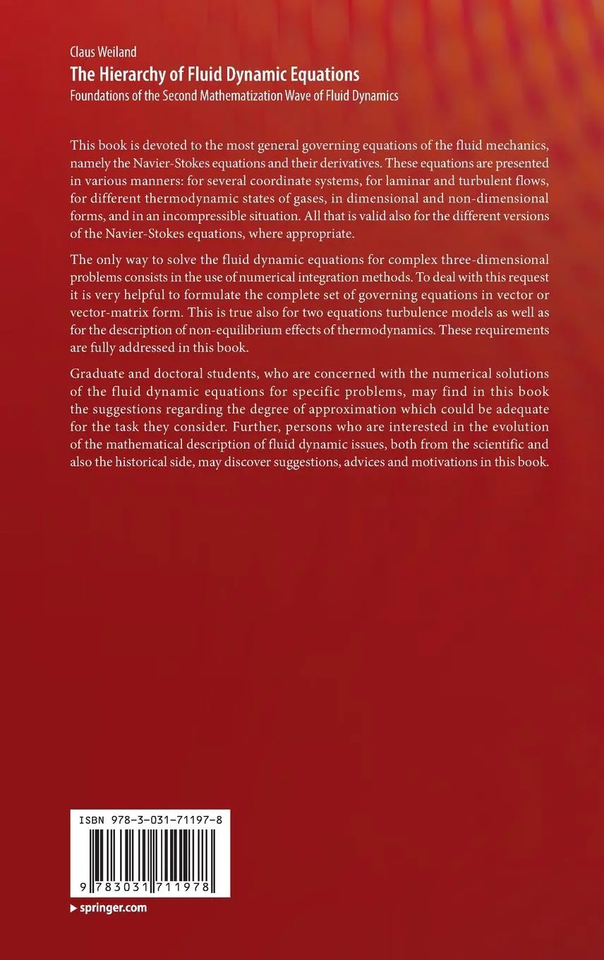 Rückseite: 9783031711978 | The Hierarchy of Fluid Dynamic Equations | Claus Weiland | Buch | xv