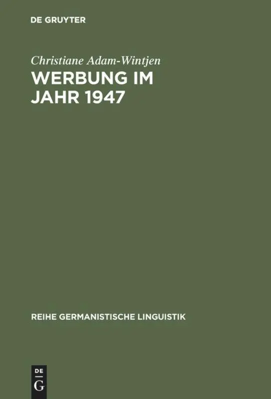 Cover: 9783484311978 | Werbung im Jahr 1947 | Christiane Adam-Wintjen | Buch | VII | Deutsch