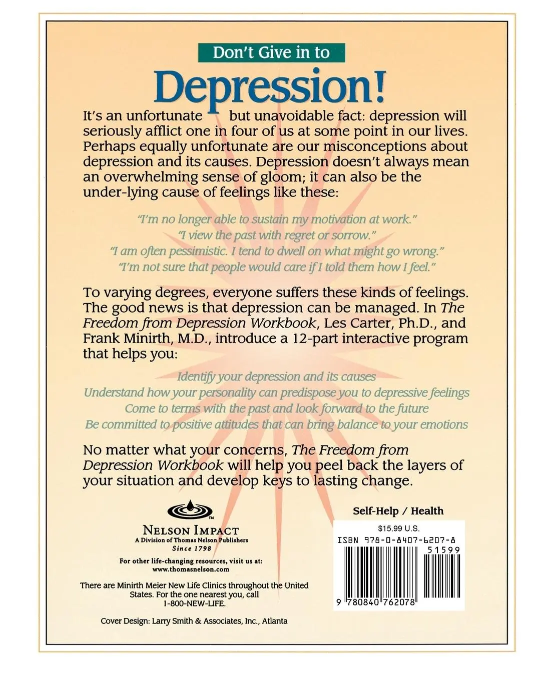 Rückseite: 9780840762078 | The Freedom from Depression Workbook | Les Carter (u. a.) | Buch