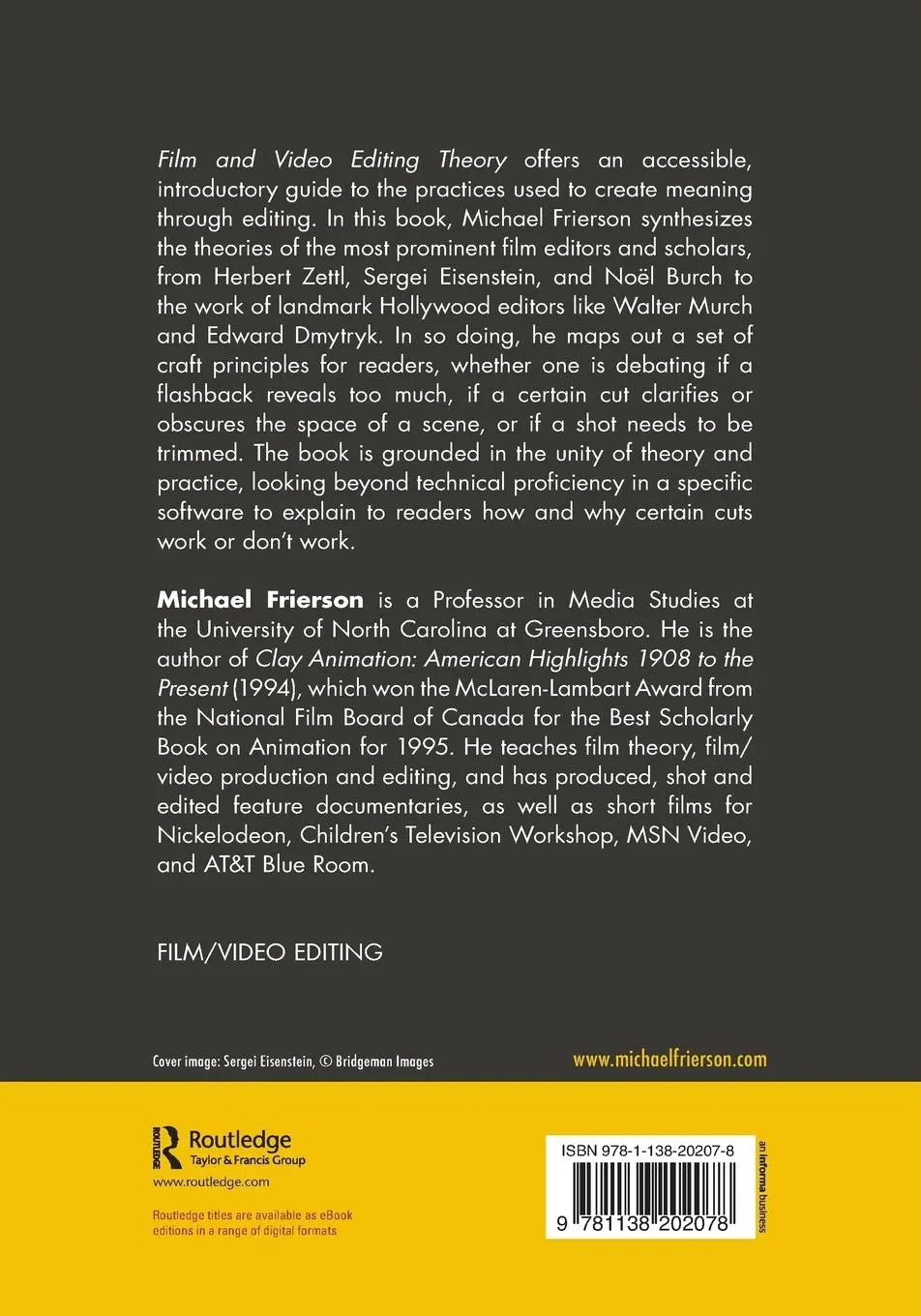 Rückseite: 9781138202078 | Film and Video Editing Theory | How Editing Creates Meaning | Frierson