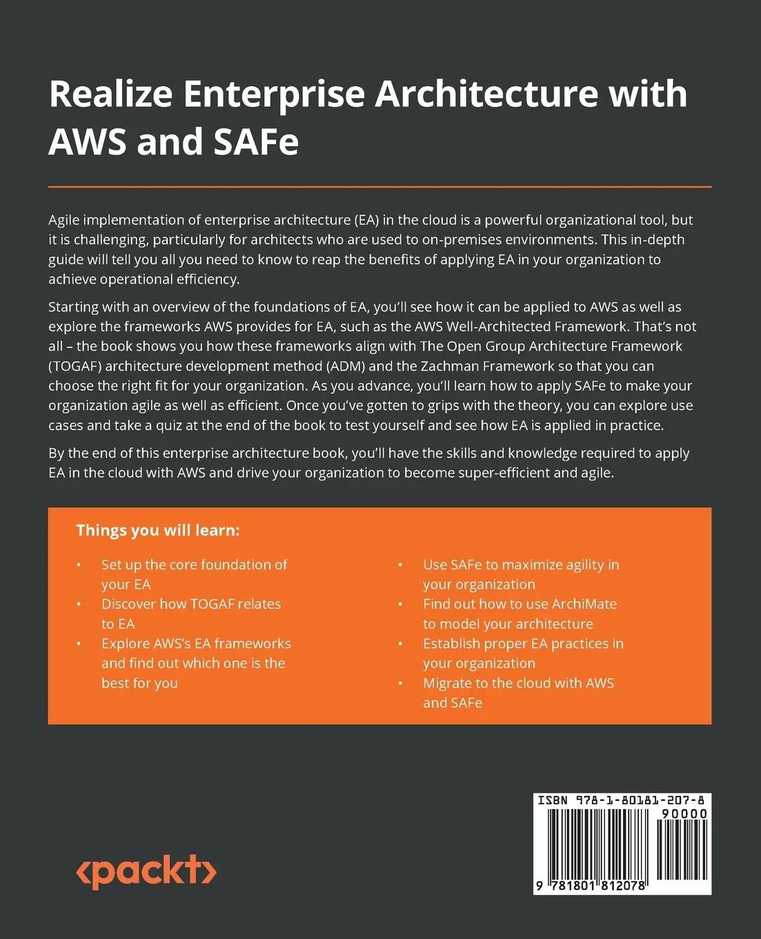 Rückseite: 9781801812078 | Realize Enterprise Architecture with AWS and SAFe | Rajnish Harjika