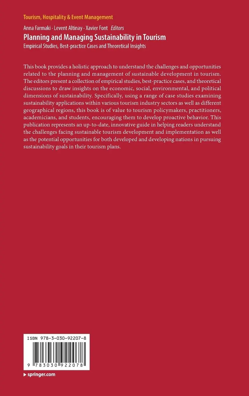 Rückseite: 9783030922078 | Planning and Managing Sustainability in Tourism | Anna Farmaki (u. a.)