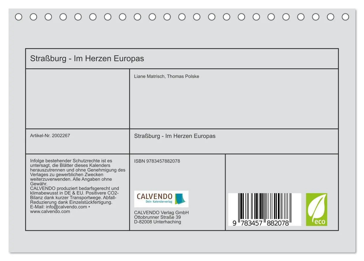 Bild: 9783457882078 | Straßburg - Im Herzen Europas (Tischkalender 2026 DIN A5 quer),...