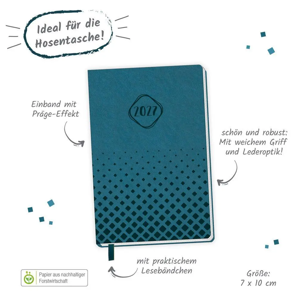 Bild: 4251901512178 | TRÖTSCH - Taschenkalender A7 Soft Touch Petrol 2027 | KG | Kalender