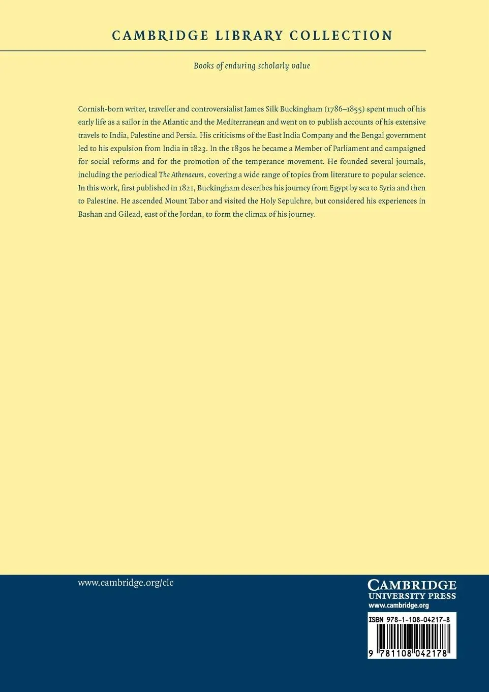 Rückseite: 9781108042178 | Travels in Palestine, Through the Countries of Bashan and Gilead,...