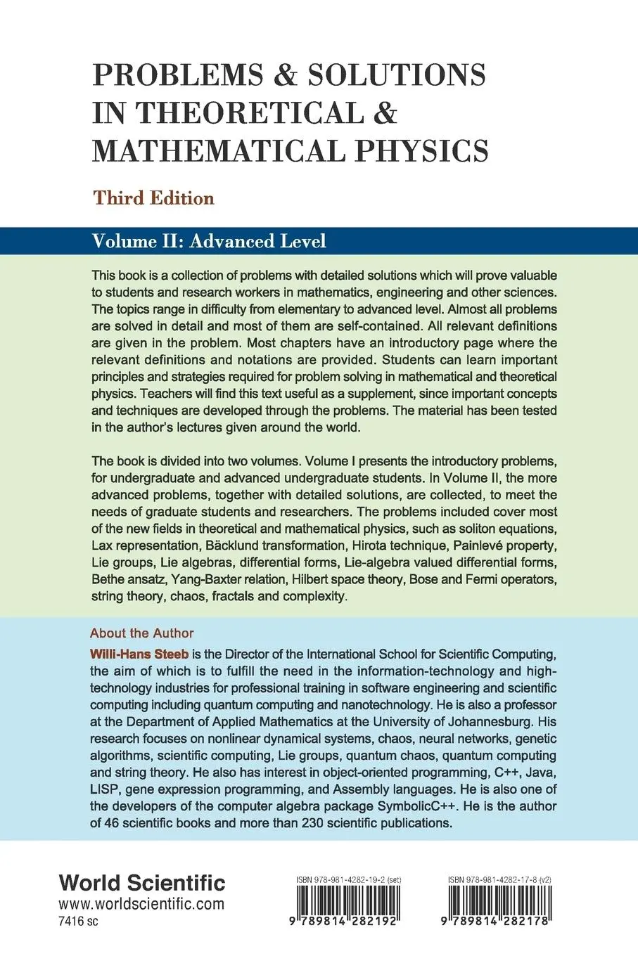 Rückseite: 9789814282178 | PROB &amp; SOL THEO &amp; MATH(V2)(3ED) | Steeb Willi-Hans | Taschenbuch