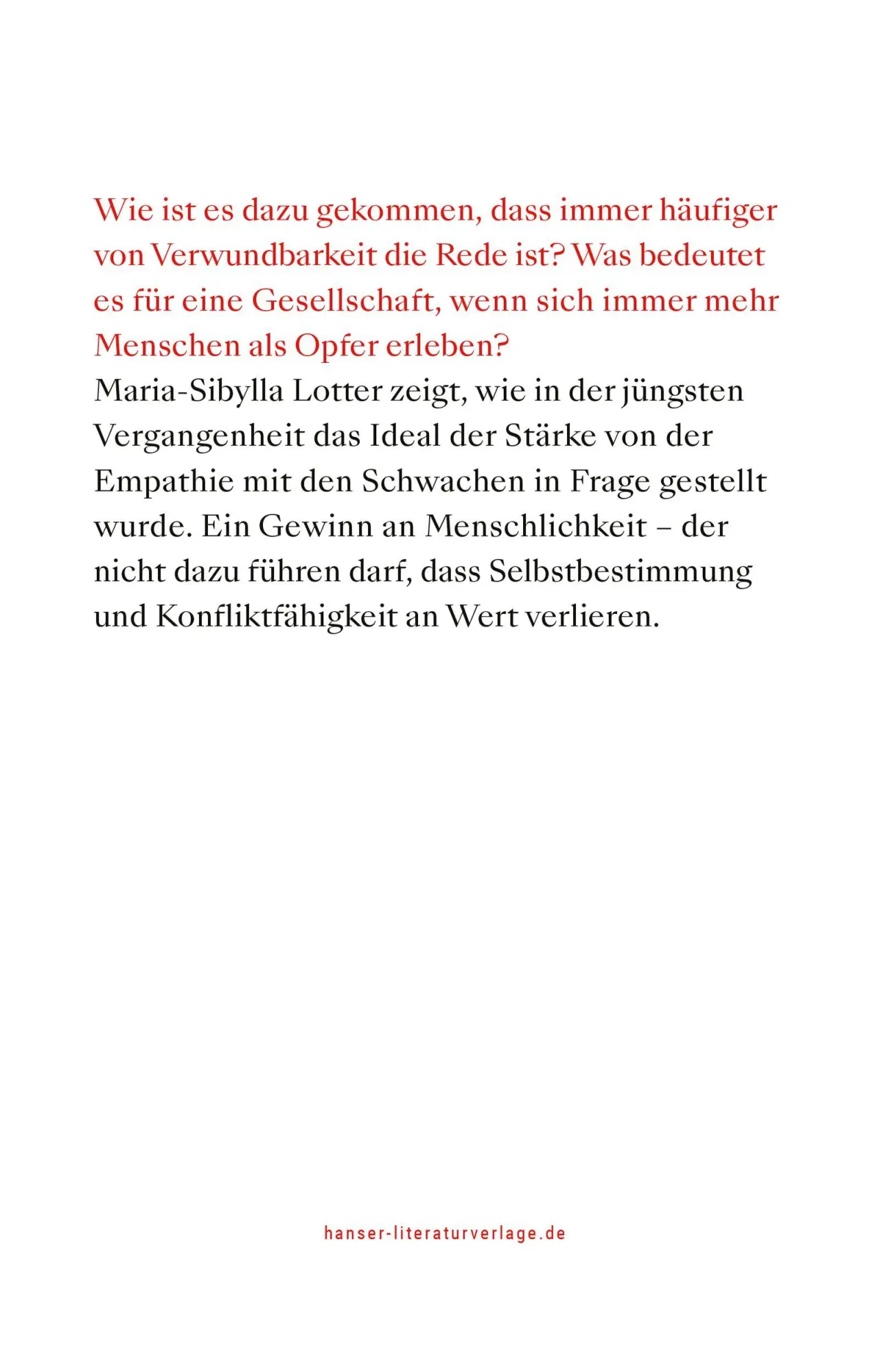 Bild: 9783446282278 | Opfer | Über Verwundbarkeit als Selbstbild | Maria-Sibylla Lotter