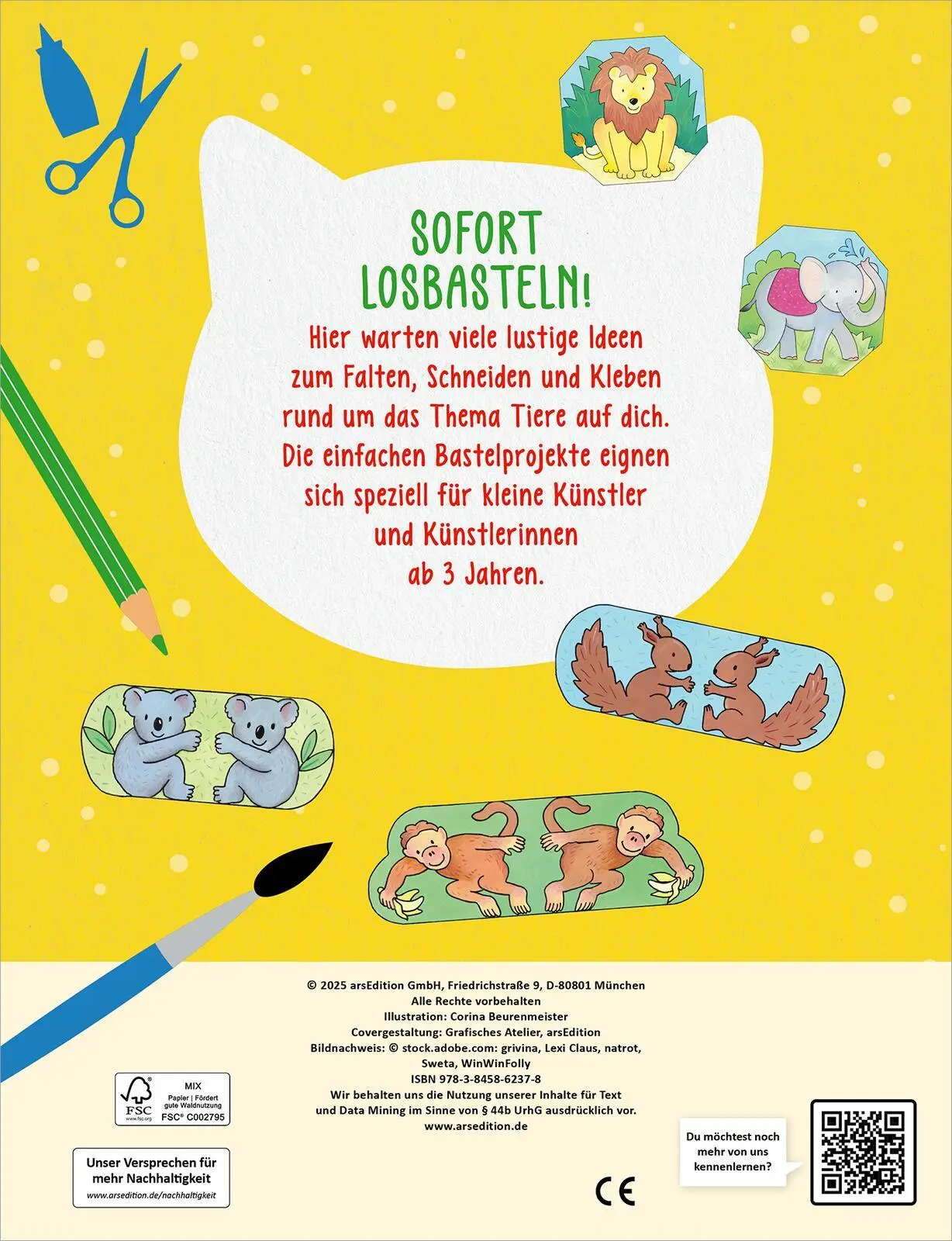 Rückseite: 9783845862378 | Mein erstes großes Tier-Bastelheft | Schneiden &amp; Kleben | Taschenbuch
