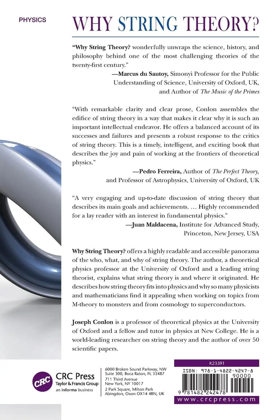 Rückseite: 9781482242478 | Why String Theory? | Joseph Conlon | Taschenbuch | Englisch | 2015