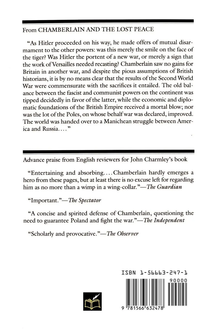 Rückseite: 9781566632478 | Chamberlain and the Lost Peace | John Charmley | Taschenbuch | 1999