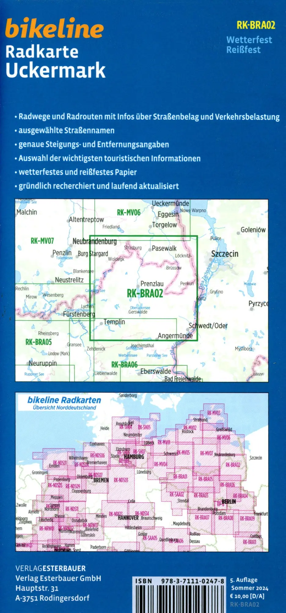 Bild: 9783711102478 | Radkarte Uckermark (RK-BRA02) | Esterbauer Verlag | (Land-)Karte