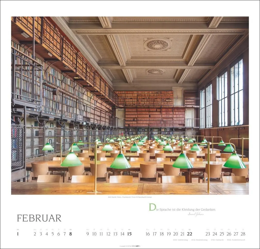 Bild: 9783839902578 | Welt der Bibliotheken Kalender 2026 | Reinhard Görner | Kalender