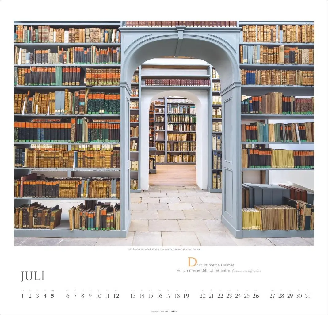 Bild: 9783839902578 | Welt der Bibliotheken Kalender 2026 | Reinhard Görner | Kalender