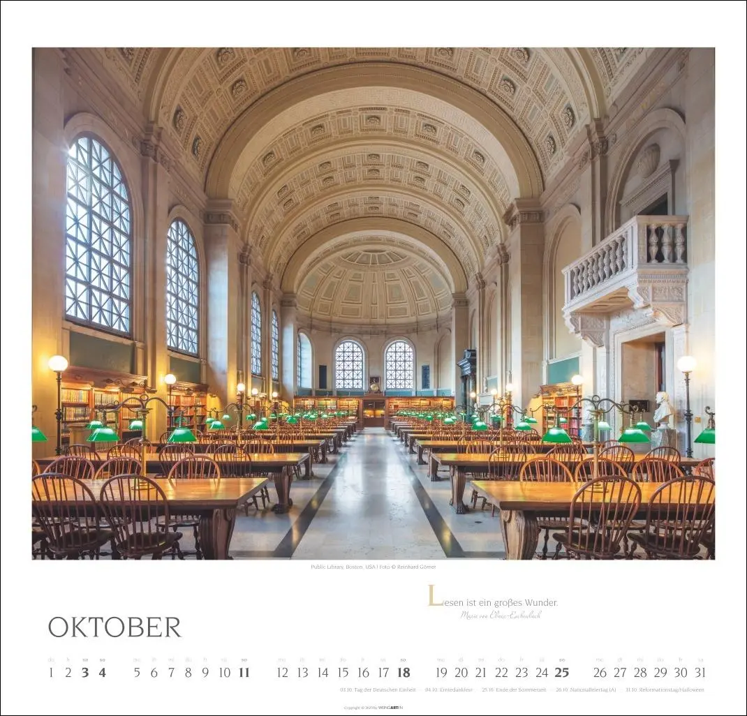 Bild: 9783839902578 | Welt der Bibliotheken Kalender 2026 | Reinhard Görner | Kalender