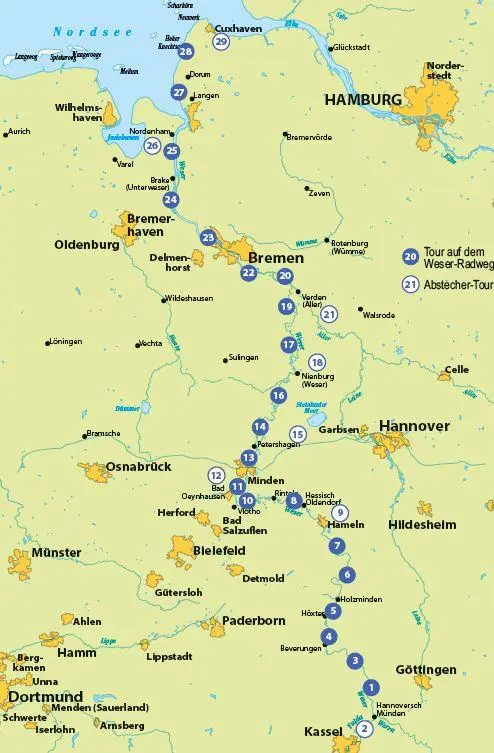 Bild: 9783969902578 | BVA Die 29 schönsten E-Bike Touren auf dem Weserradweg | Kockskämper