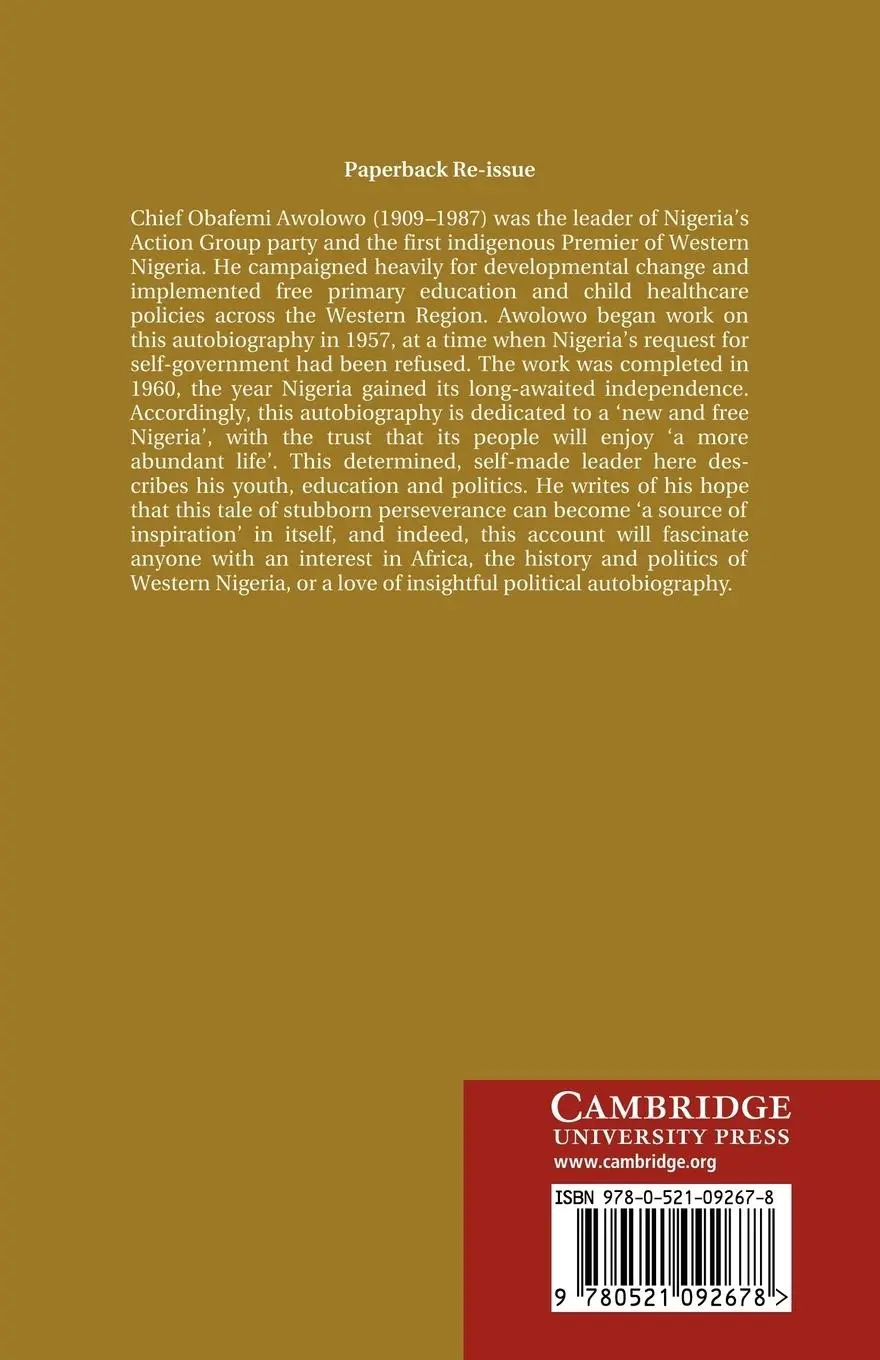 Rückseite: 9780521092678 | Awo | The Autobiography of Chief Obafemi Awolowo | O. Awolowo (u. a.)