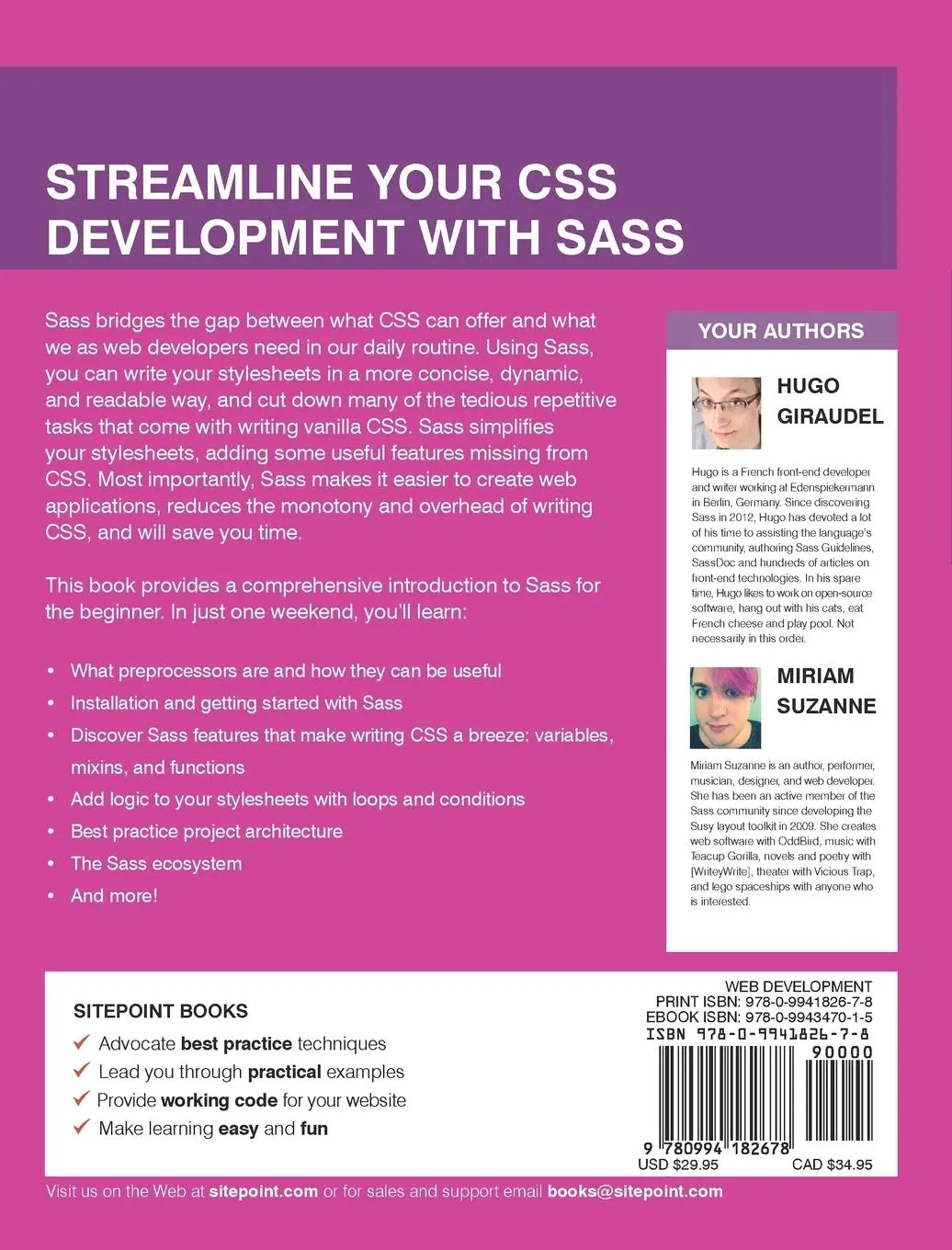 Rückseite: 9780994182678 | Jump Start Sass | Get Up to Speed With Sass in a Weekend | Taschenbuch