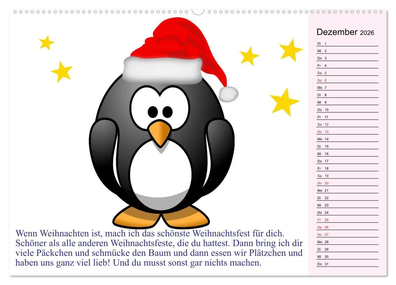 Bild: 9783457992678 | Pinguin-Elfe (Wandkalender 2026 DIN A2 quer), CALVENDO Monatskalender