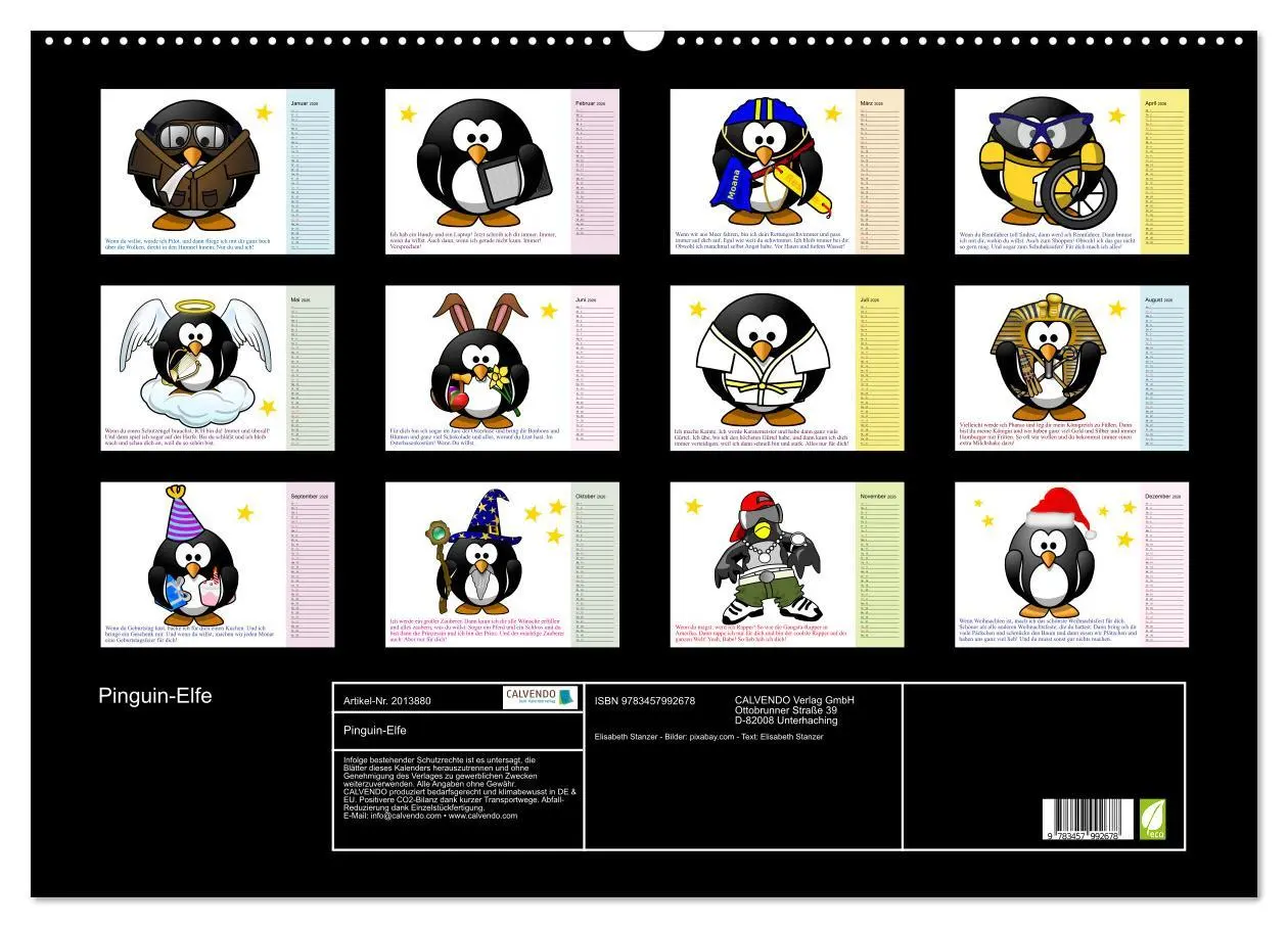 Bild: 9783457992678 | Pinguin-Elfe (Wandkalender 2026 DIN A2 quer), CALVENDO Monatskalender